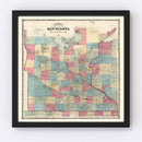 Vintage Map of Minnesota 1868