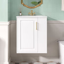Wall Mounted Bathroom Cabinet With Side Shelf Combo, Vanity With Sink - White by HouseOfZazla
