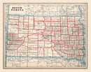 Vintage Map of South Dakota 1893