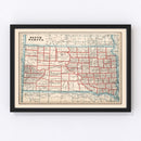 Vintage Map of South Dakota 1893