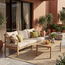 77.95" Outdoor Acacia Wood 3-Seater Sofa with Beige Cushions by HouseOfZazla