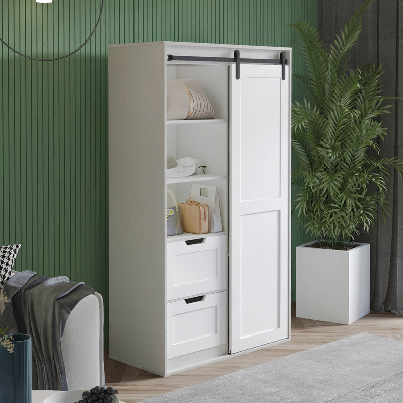 Walker Edison | Farm Slide Barndoor Armoire Storage