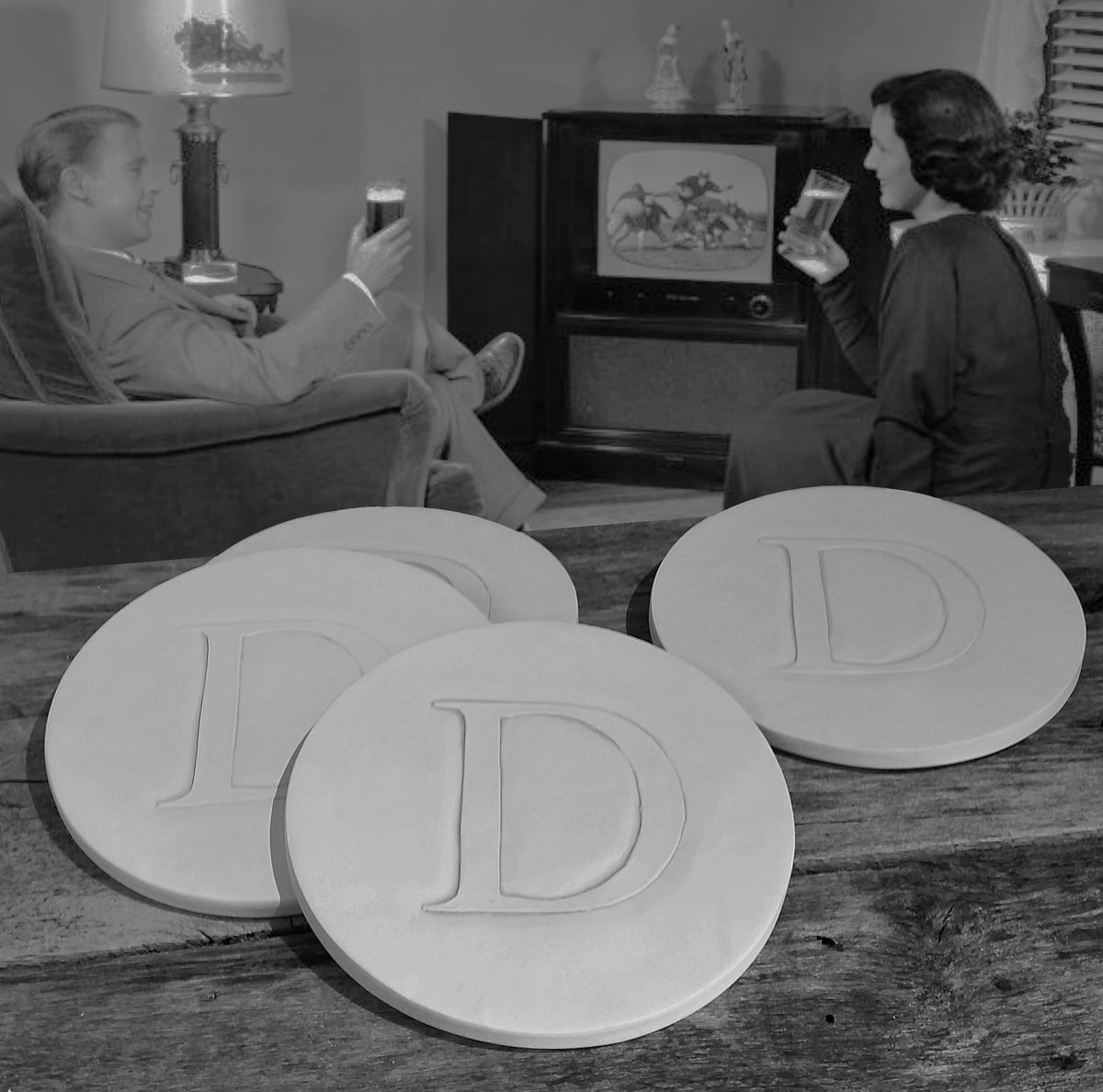 D Drink Coasters, installed in a room