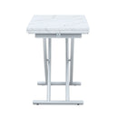 Modern Minimalist Multifunctional Lift Table With Metal Legs - White / Silver