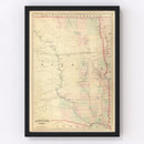 Vintage Map of Dakota Territory 1875