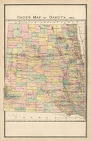 Vintage Map of Dakota Territory 1885