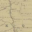 Vintage Post Route Map of Dakota Territory 1885