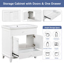 30" Bathroom Vanity Base without Sink, Bathroom Cabinet with Two Doors and One Drawer, White
