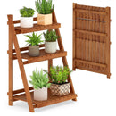Foldable 3-Tier Solid Wood Plant Stand for Patio Balcony by LJGDeals