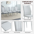 6 light gray dining chairs. Modern chairs from the Middle Ages. Made of PU material cushion and silver metal legs. Suitable for restaurants and living rooms