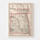 Vintage Map of Dakota Territory 1883