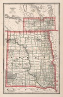 Vintage Map of Dakota Territory 1883