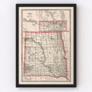 Vintage Map of Dakota Territory 1883