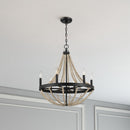 Starry - Chandelier 6 Candle Light Wood Beaded Pendant Light For Dining Room - Black / Clear by HouseOfZazla
