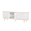 Modern TV Stand For TVs Up To 80", Entertainment Center With 4 Drawers And 1 Cabinet, Wood TV Console Table With And Handles For Living Room - White
