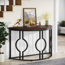 Semi Circle, Half Moon Console Table For Entryway With Geometric Base For Living Hallway - Rustic Brown by HouseOfZazla