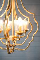4 Light Metal Chandelier, Hanging Light Fixture With Adjustable Chain For Kitchen, Bulb Not Included - Gold by HouseOfZazla