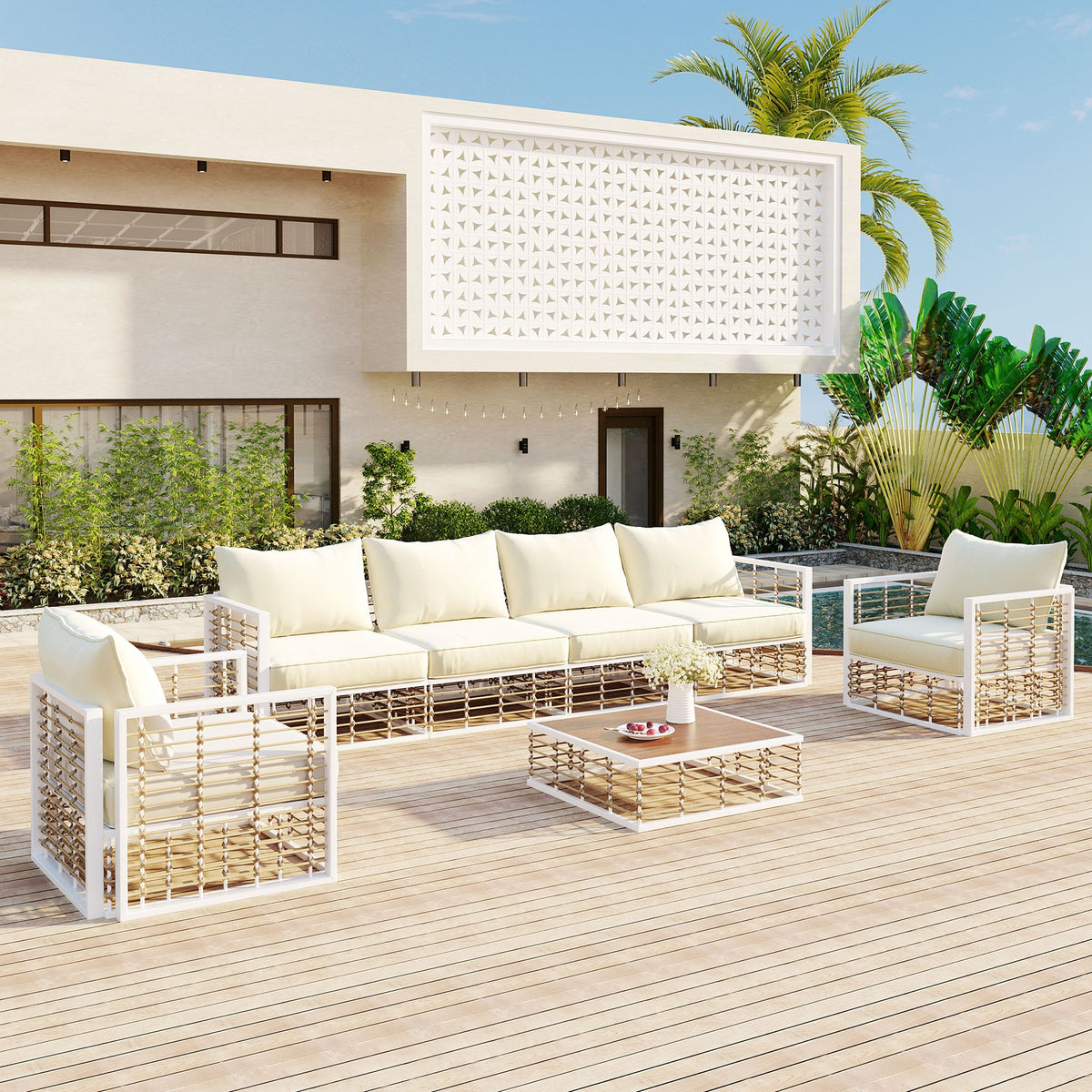 TOPMAX Modern Minimalist 7-Piece Metal Patio Sectional Sofa Set, photo 10 of 10