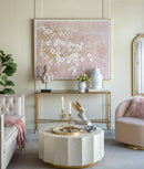 59.1x47.2 Hand-Painted Cherry Blossom Canvas Art with Blush Pink and White Finish by HouseOfZazla