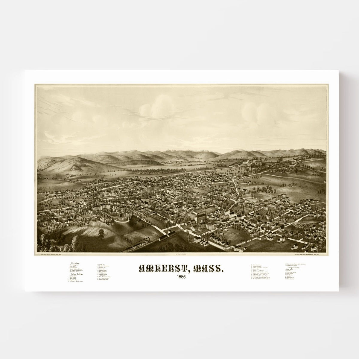 Vintage Map of Amherst, Massachusetts 1886, photo 4 of 5