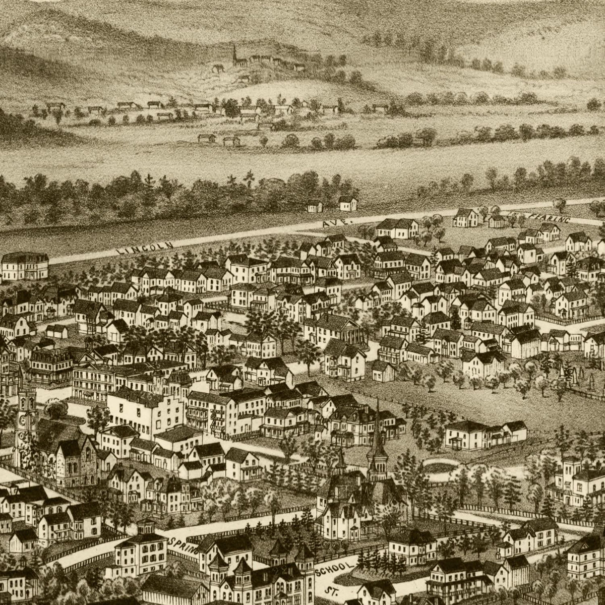 Vintage Map of Amherst, Massachusetts 1886, photo 2 of 5