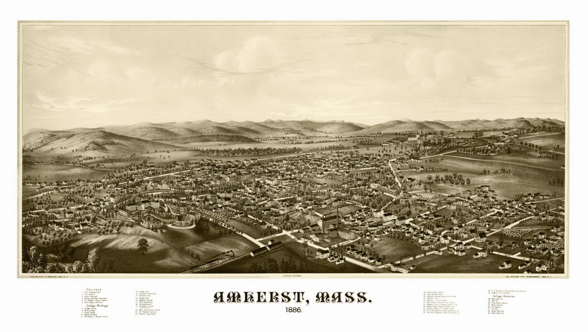 Vintage Map of Amherst, Massachusetts 1886, photo 5 of 5