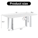 Modern Minimalist Dining Table with Imitation Marble Glass Top and Metal Legs
