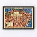 Vintage Map of San Francisco, California 1940