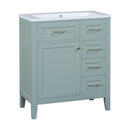 30" Bathroom Vanity with Sink Combo, Green Bathroom Cabinet with Drawers, Solid Frame and MDF Board