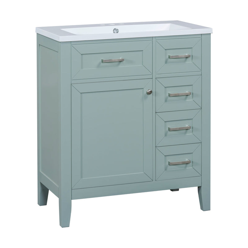 30" Bathroom Vanity with Sink Combo, Green Bathroom Cabinet with Drawers, Solid Frame and MDF Board