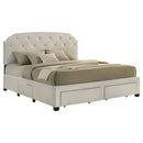 Marianna 4-drawer Upholstered Eastern King Storage Bed Cream