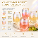 Festive Lustered Iridescent Stemless Wine - Set of 4