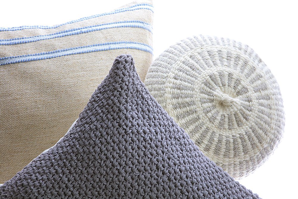 Pale Blue Striped Raw Linen Pillow, photo 4 of 4