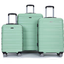 3 Piece Luggage Sets PC Lightweight & Durable Expandable Suitcase with Two Hooks, Double Spinner Wheels, TSA Lock, (21/25/29) Light Green