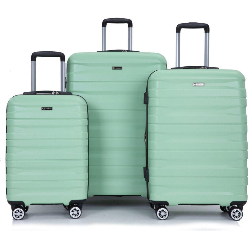3 Piece Luggage Sets PC Lightweight & Durable Expandable Suitcase with Two Hooks, Double Spinner Wheels, TSA Lock, (21/25/29) Light Green
