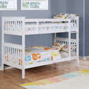 Slatted - Headboard Twin / Twin Bunk Bed With Built In Ladder Design - White by HouseOfZazla