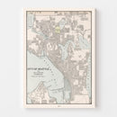 Vintage Map of Seattle, Washington 1901
