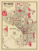 Vintage Map of Seattle, Washington 1909