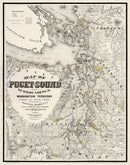 Vintage Map of Seattle, Washington 1877