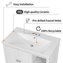 30" Bathroom Vanity with Sink, Bathroom Storage Cabinet with Doors and Drawers, Solid Wood Frame, Ceramic Sink, White