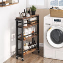 Slim 4 Tier Rolling Utility Cart With Wheels, Narrow Kitchen Storage Trolley - Brown / Black by HouseOfZazla