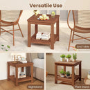 2-Tier Outdoor Side Table with Storage Shelf for Patio by LJGDeals