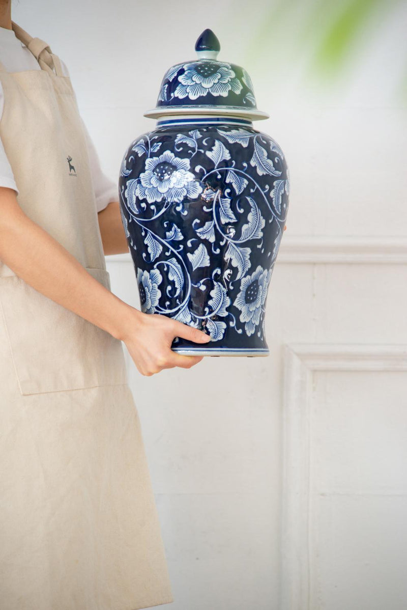 9.5x9.5x18" Porcelain Decorative Ginger Jar, photo 3 of 10