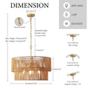 Chandelier, 2 Tier Boho Wabi Sabi Pendant Light, Hanging Ceiling Lamp - Gold