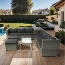 8 Piece Patio Sectional Wicker Rattan Outdoor Furniture Sof Set With One Storage Box Under Seat And Cushion Box - Gray / Black by HouseOfZazla