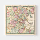 Vintage Map of Boston, Massachusetts 1852