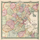 Vintage Map of Boston, Massachusetts 1852