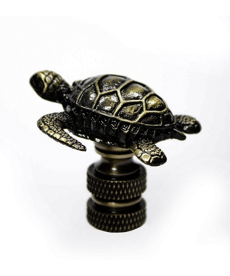 1.4"H Antique Metal Sea Turtle Antique Brass Base Lamp Finial