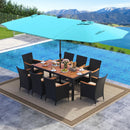 11 Pieces Patio Dining Set with LED Patio Umbrella with Base and Seat Cushions (Beige) by LJGDeals