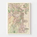 Vintage Map of Boston, Massachusetts 1874